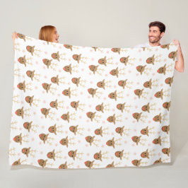 Manta Polar Navidades Reindeer Snowflakes Pattern Oro Rosado