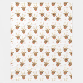 Manta Polar Navidades Reindeer Snowflakes Pattern Oro Rosado