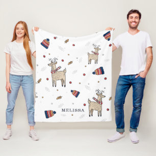 Manta Polar Navidades renos Gorras se vuelven rusos y personal