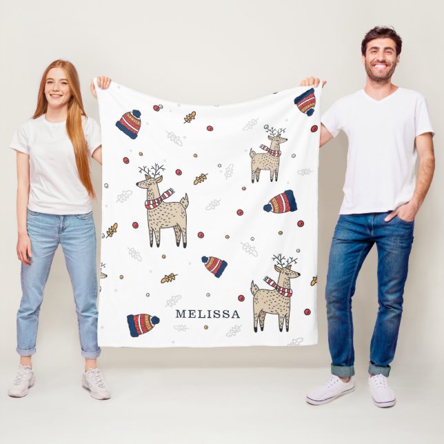 Manta Polar Navidades renos Gorras se vuelven rusos y personal (In situ)