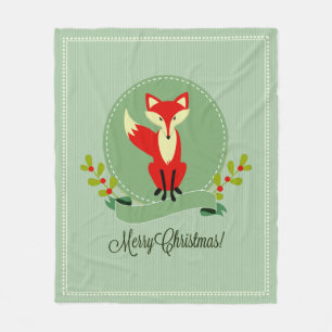Manta Polar Navidades retro Fox Pastel Green & Beige 2