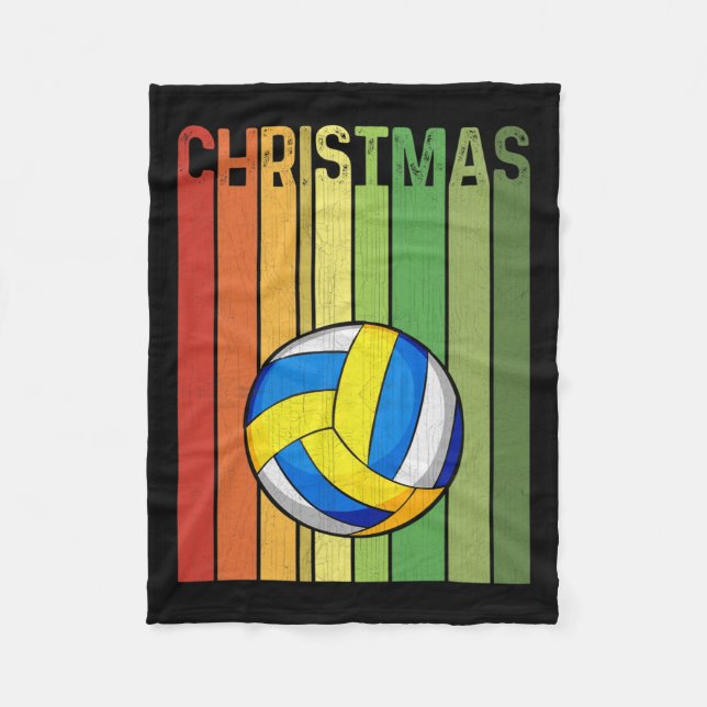 Manta Polar Navidades Retro Voleibol Jugador Cuesta Agrupación (Anverso)