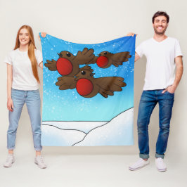 Manta Polar Navidades Robin Birds