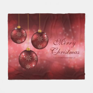 Manta Polar Navidades Rojos Festividades Baubles Con Texto Per