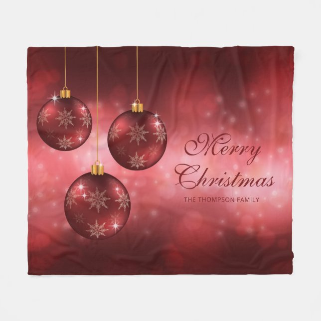 Manta Polar Navidades Rojos Festividades Baubles Con Texto Per (Frente (Horizontal))