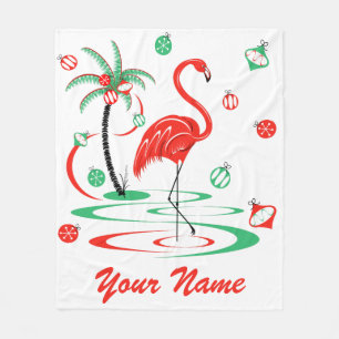 Manta Polar Navidades rojos Flamingo Nombre fleece