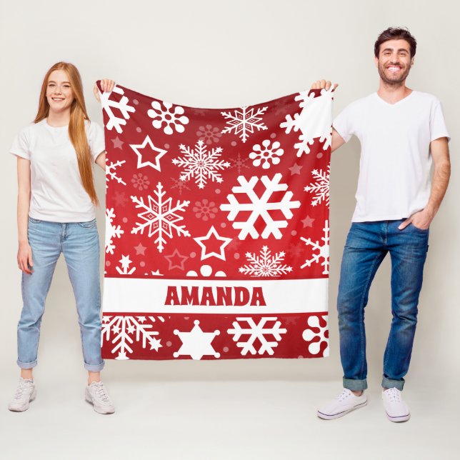 Manta Polar Navidades rojos Patrón de copos de nieve Nombre de (In situ)