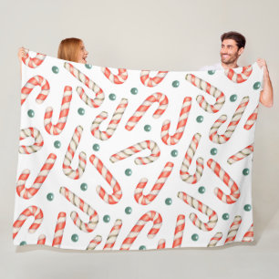 MANTA POLAR NAVIDADES ROJOS Y BLANCOS CANDY CAÑES