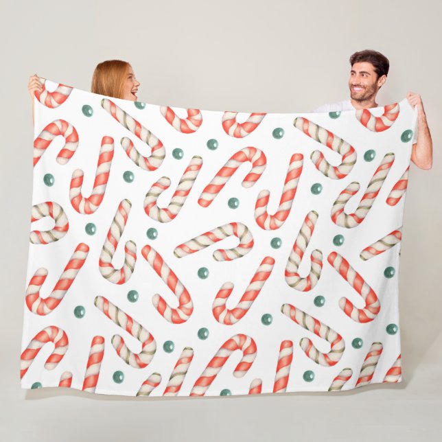 MANTA POLAR NAVIDADES ROJOS Y BLANCOS CANDY CAÑES (In situ)