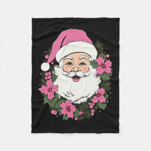 Manta Polar Navidades rosados de época Santa Claus Merry Xmas