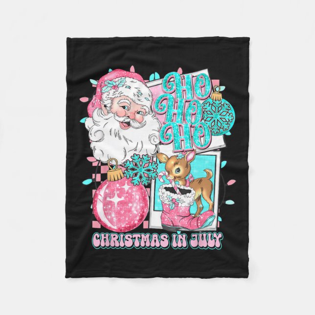 Manta Polar Navidades Rosados En Julio Retro Santa Disco Snowm (Anverso)