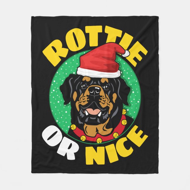 Manta Polar Navidades Rottie o Nice Rottweiler (Anverso)
