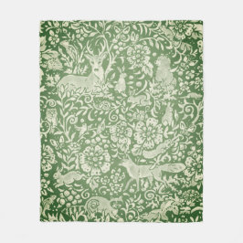 Manta Polar Navidades Rustic Green Woodland Animal Deer Fox 
