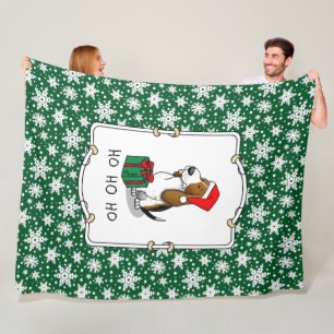 Manta Polar Navidades Santa Basset Hound (tri color 1) Cute