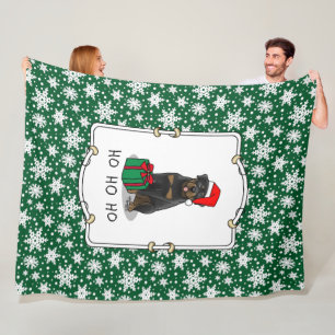 Manta Polar Navidades Santa Claus Gorra Rottweiler Dog Funny