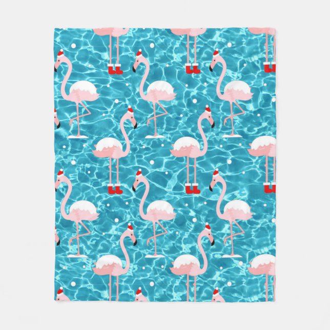 Manta Polar navidades santa flamingo (Anverso)