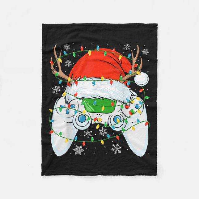 Manta Polar Navidades Santa Gamer Xmas Gracioso Video Gaming C (Anverso)