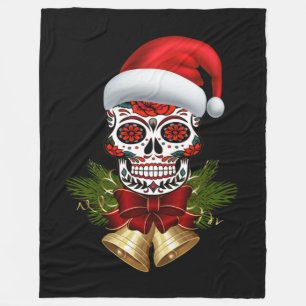 Manta Polar Navidades Santa Hat Day Of The Dead Sugar Skull
