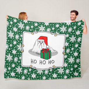 Manta Polar Navidades Santa Hat Perro maltés Cute gracioso