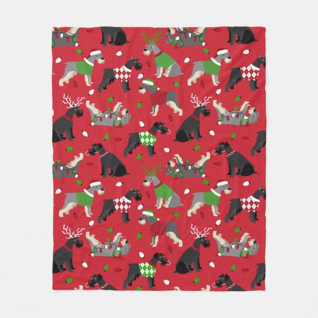 Manta Polar Navidades Schnauzer Fleece Blanket (Anverso)