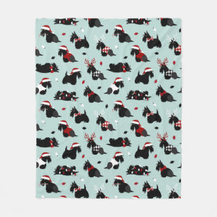 Manta Polar Navidades Scottish Terrier Blue