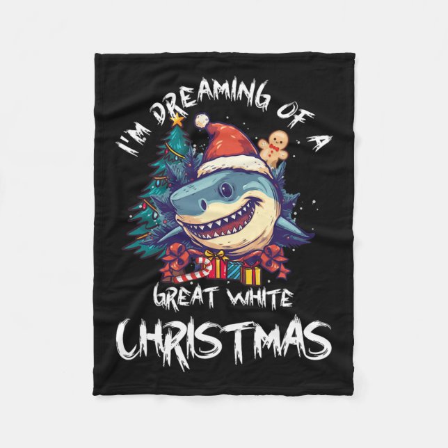 Manta Polar Navidades Shark Santa Hat Xmas Santa Jaws Gracioso (Anverso)