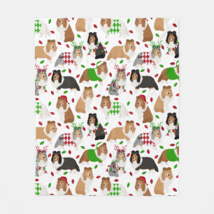Manta Polar Navidades Sheltie Shetland Sheepdog Fleece Blanket