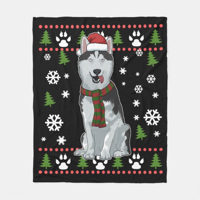 Manta Polar Navidades Siberian Husky Gift Mujeres Perro Husky (Anverso)