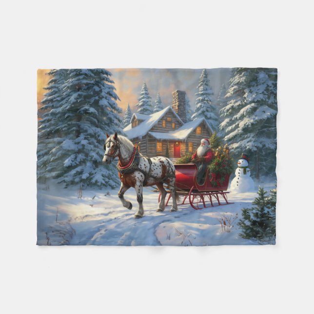 Manta Polar Navidades Sleigh Santa (Frente (Horizontal))