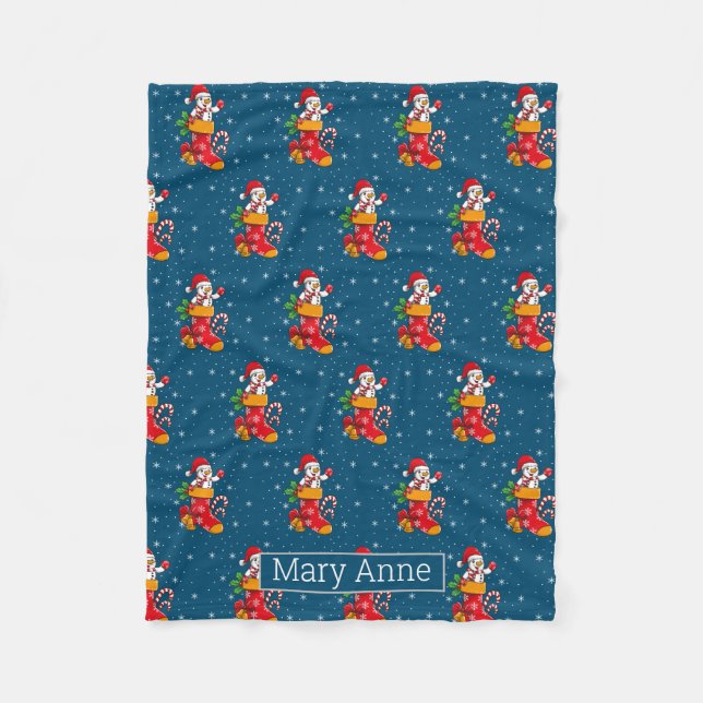 Manta Polar Navidades Snowman Candy Cane Pattern Snowman (Anverso)