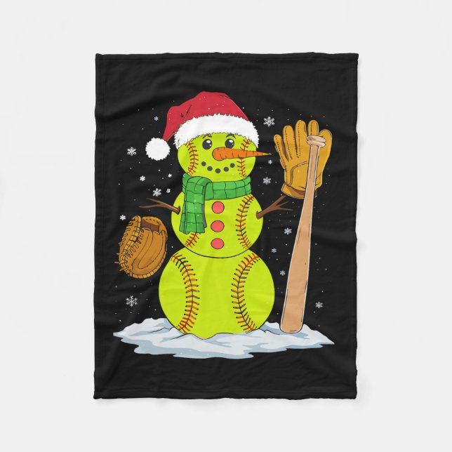 Manta Polar Navidades Snowman Softball Pitcher Niños Adolescen (Anverso)