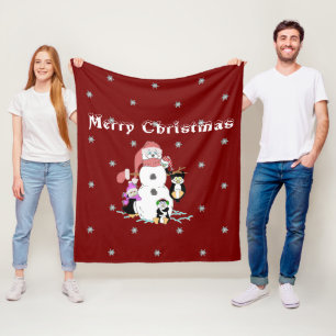 Manta Polar Navidades Snowman y Penguin