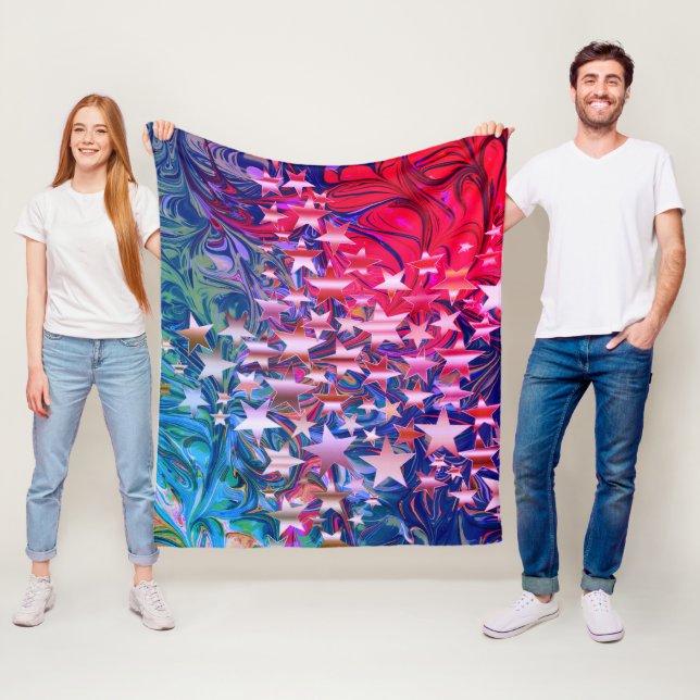 Manta Polar NAVIDADES STARS Abstract Purple Red Lilac (In situ)