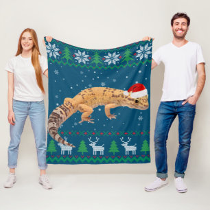 Manta Polar Navidades suéteres feos Animales Santa Leopard Gec