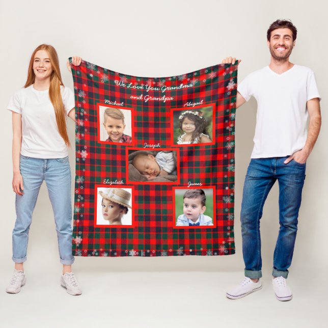 Manta Polar Navidades, Tartan Plaid, Snowflakes, fotos familia (In situ)