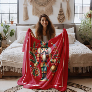 Manta Polar Navidades Tema Nutcracker En Rojo