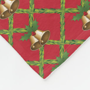 Manta Polar Navidades tradicionales campanas de jingle rojas y