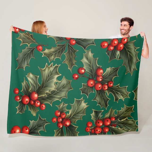 Manta Polar Navidades tradicionales Holly Accents (In situ)
