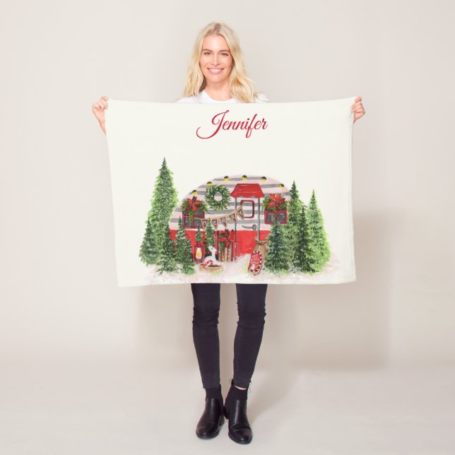 Manta Polar Navidades Trailer Camper Outdoorsy Tema (In situ)