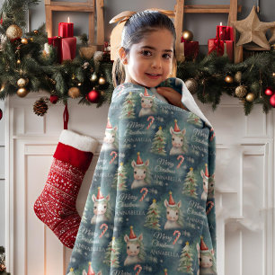 Manta Polar Navidades Unicorn Candy Cane Personalizado