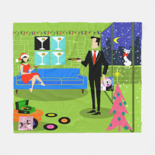 Manta Polar Navidades urbanos retro - Pareja Fleece Blanket