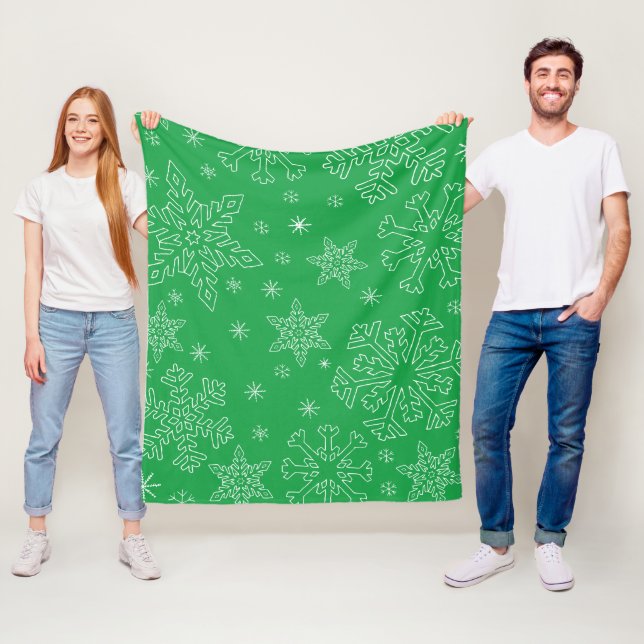 Manta Polar Navidades Verdes De Dk BG Snowflake Boarder Clipar (In situ)