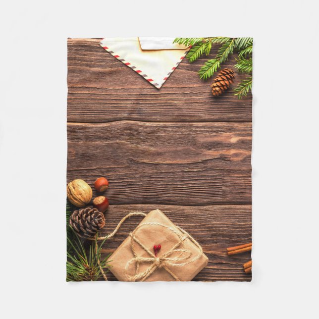 Manta Polar Navidades Wood Scene (Anverso)