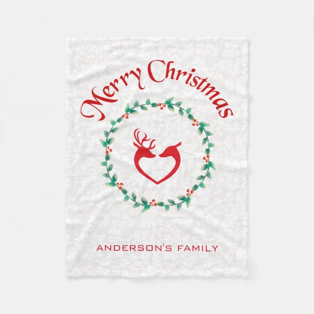 Manta Polar Navidades Wreath Y Deers (Anverso)