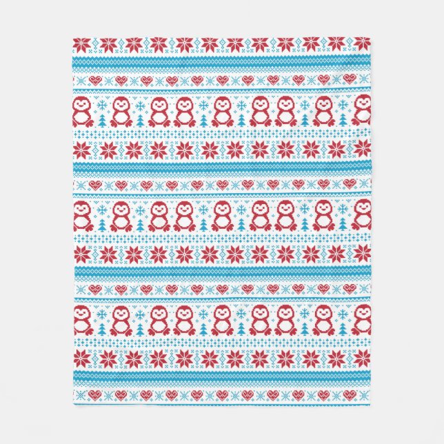Manta Polar Navidades y patrón de punto de invierno (Anverso)