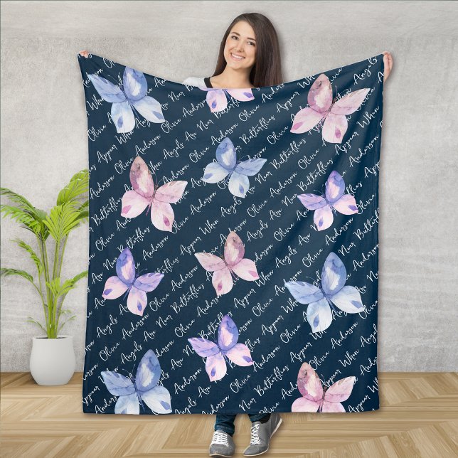 Manta Polar Navy Butterflies Appear When Angels Are Near (Subido por el creador)