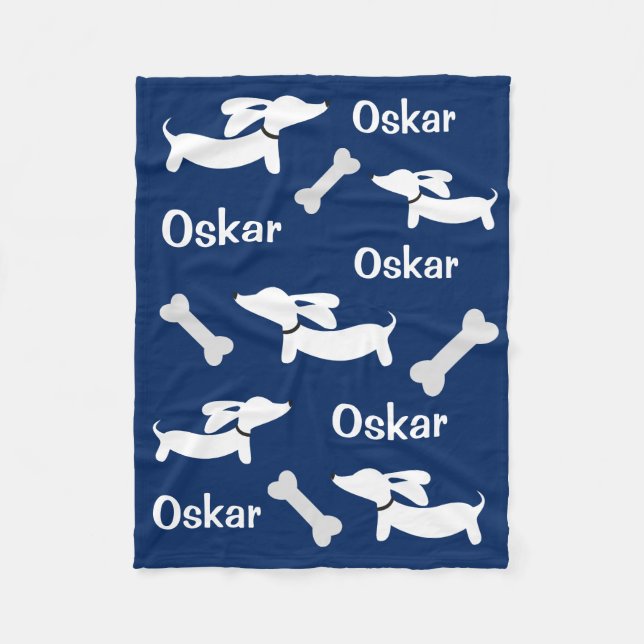 Manta Polar Navy Dachshund Wiener Dog Blanket (Anverso)