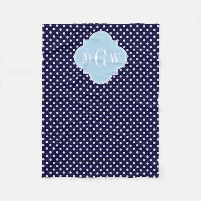 Manta Polar Navy Whats Polka Dots Pone Blue Quatrefoil 3 Monog (Anverso)