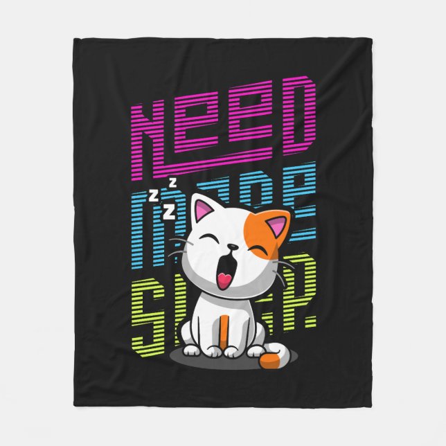 Manta Polar Necesita más sueño | Divertida expresión de bostez (Anverso)