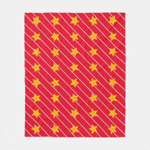 Manta Polar Negrita Estrellas de Oro/Tiras Rojas Funda